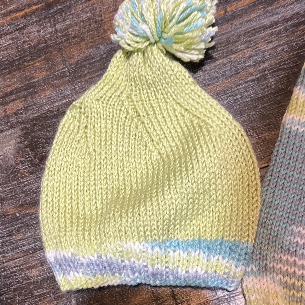 Cozy Knit Hat and Pants Set for Kids - Yellow and Blue